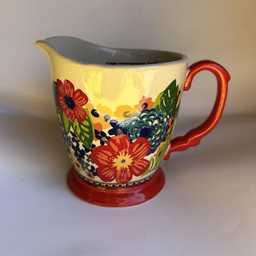 Pioneer Woman Large Ceramic Measuring Cup Dazzling Dahlias Floral 4 Cups 1 Quart